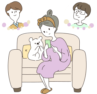 スマホで相手を探す女性のイラスト